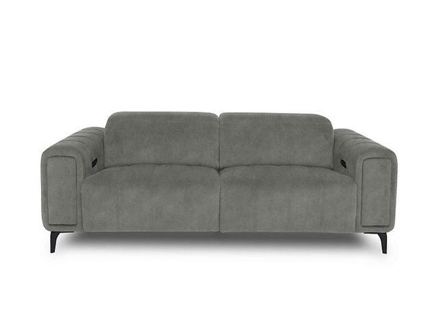 Elphaba Fabric 3 Seater Power Recliner Sofa with Storage Arms - Marble Stone