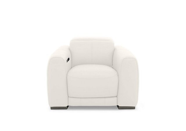 World of Leather - Edison Leather Power Recliner Chair with Power Headrests and Lights - Star White