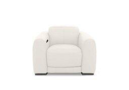 World of Leather - Edison Leather Power Recliner Chair with Power Headrests and Lights - Star White