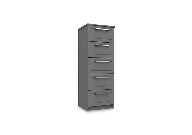 London Bedrooms - Bexley 5 Drawer Tall Boy - Dust Grey Gloss