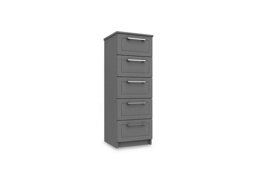 London Bedrooms - Bexley 5 Drawer Tall Boy - Dust Grey Gloss