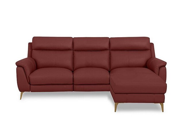 World of Leather - Eclipse Leather 3 Seater Power Recliner Right Hand Facing Chaise End Sofa with Power Headrests - Deep Red