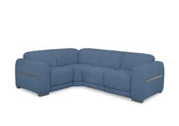Edison Small Fabric Power Recliner Left Hand Facing Corner Sofa with Power Headrests and Lights - Silverish Blue