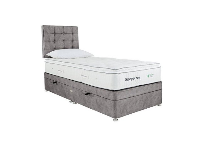 Sleepeezee - Natural Touch 2000 Pillowtop Side Ottoman Divan Set - Single - Dapple Silver