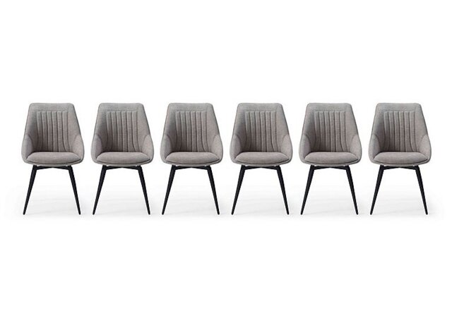 Crete Set of 6 Swivel Dining Chair - Taupe