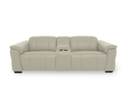 Inca NC Leather 3 Seater Power Recliner Sofa with Pop Up Light Console and Power Headrests - Bone China