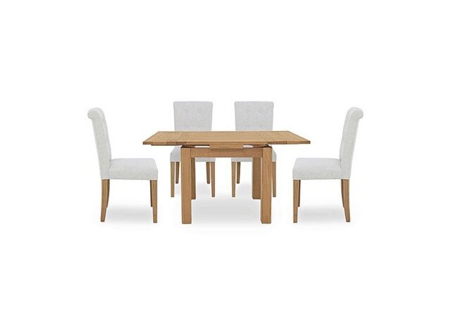 Furnitureland - Augusta Draw Leaf Extending Dining Table and 4 Roll Back Upholstered Chairs
