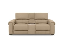 World of Leather - Nixon 2 Seater Leather Power Recliner Sofa with Cupholder Power Console - Nude