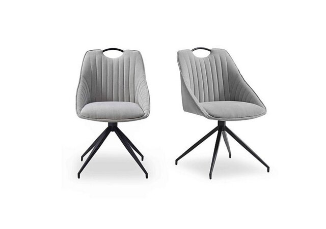 Jai Pair of Swivel Dining Chairs - Silver