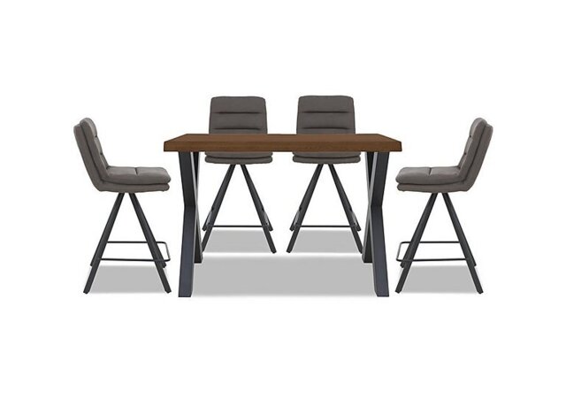 Bodahl - Hades 140cm Straight Edge Table with X Shaped Legs and 4 Njord Anthracite Fabric Swivel Bar Stools - Old Bassano