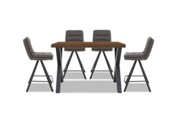 Bodahl - Hades 140cm Straight Edge Table with X Shaped Legs and 4 Njord Anthracite Fabric Swivel Bar Stools - Old Bassano