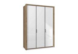Wiemann - Dallas 157cm 3 Door Hinged Glass Wardrobe - Bianco Oak and White