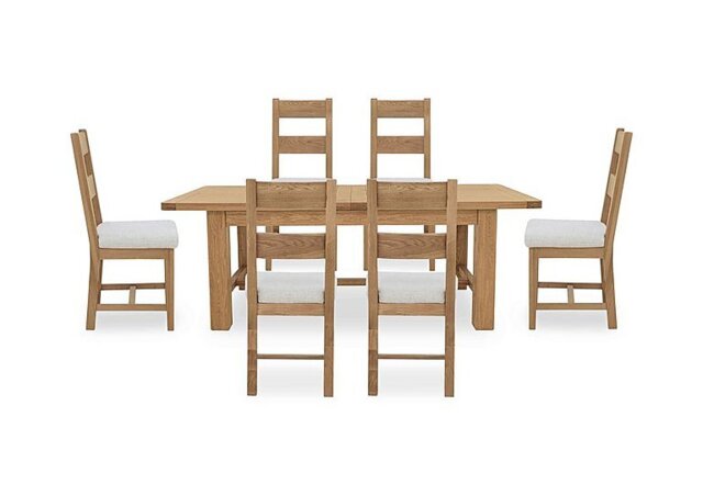 Furnitureland - Augusta Large Rectangular Extending Dining Table and 6 Wooden Ladderback Chairs