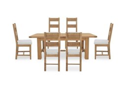 Furnitureland - Augusta Large Rectangular Extending Dining Table and 6 Wooden Ladderback Chairs