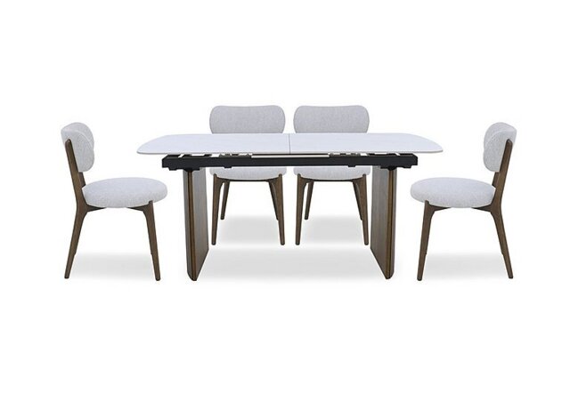 Cortado Pop-Up Extending Dining Table with 4 Wooden Leg Chairs