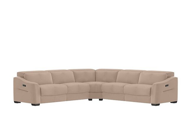 World of Leather - Xavier NC Leather Large Left Hand Facing Corner Sofa with Power Recliner - NC Pebble - Sofas and Armchairs