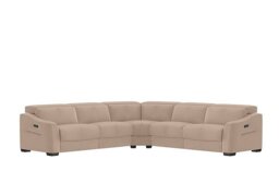 World of Leather - Xavier NC Leather Large Left Hand Facing Corner Sofa with Power Recliner - NC Pebble - Sofas and Armchairs