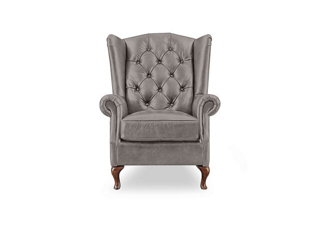 At The Helm - Harriet Leather Wing Chair with Walnut Feet
