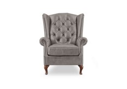 At The Helm - Harriet Leather Wing Chair with Walnut Feet