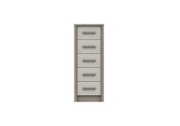 London Bedrooms - Euston 5 Drawer Narrow Chest - Grey Oak/White Grey Gloss
