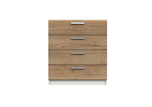 London Bedrooms - Waterloo 4 Drawer Chest - White and Natural Rustic Oak