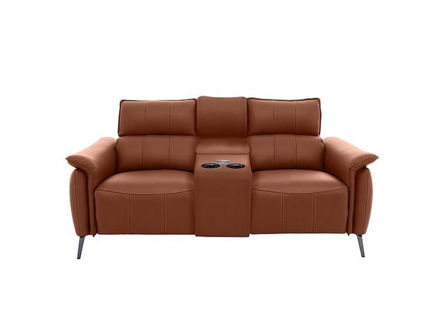 Jude Leather 2 Seater Power Recliner Sofa with Smart Console, Power Headrests and Power Lumbar - Montana Butterscotch