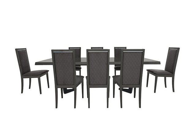 Palazzo 160cm Extending Dining Table in Silver Birch with 8 Rombi Chairs - Aquos Dark Grey