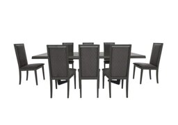 Palazzo 160cm Extending Dining Table in Silver Birch with 8 Rombi Chairs - Aquos Dark Grey