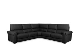 World of Leather - Nixon Leather Large Corner Sofa - Black