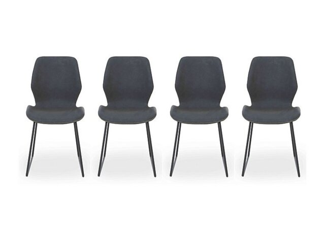 Matteo Set of 4 Faux Leather Ski Leg Dining Chairs - Dark Grey