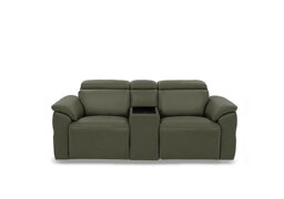 Dolomite 2 Seater Leather Power Recliner Sofa with Power Headrests and Console - Oslo Pine