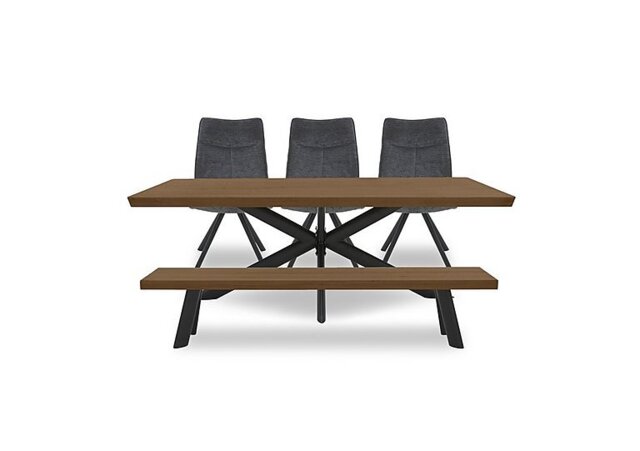 Bodahl - Athena Soft Edge Dining Table, Bench and 3 Swivel Chairs - 220-cm - Old Bassano