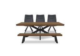 Bodahl - Athena Soft Edge Dining Table, Bench and 3 Swivel Chairs - 220-cm - Old Bassano