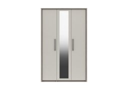 London Bedrooms - Euston 3 Door Tall Wardrobe with Mirrors - Grey Oak/White Grey Gloss