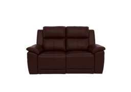 Utah 2 Seater Leather Recliner Sofa with Headrests and Power Lumbar - Burgundy