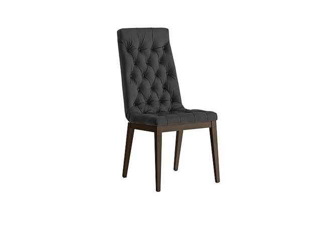 Palazzo Capitonne Buttoned Dining Chair in Dark Walnut - Scarlet Dark Grey