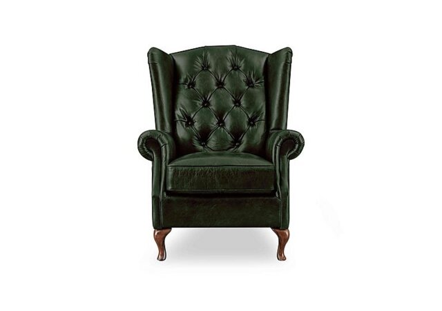 At The Helm - Harriet Leather Wing Chair with Walnut Feet