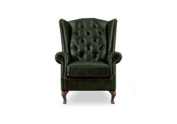 At The Helm - Harriet Leather Wing Chair with Walnut Feet