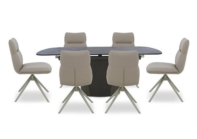 Icon Bronze Extending Dining Table and 6 Diva Chairs with Bronze Legs - 180-cm