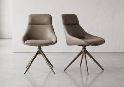 Arno Pair of Faux Leather Swivel Dining Chairs - Truffle