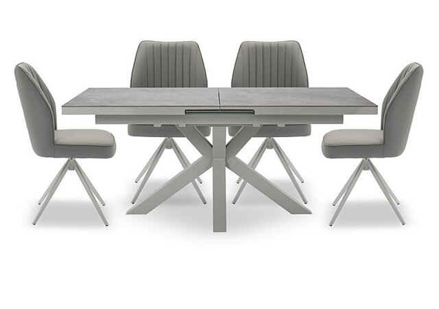 Fumo Pop Up Extending Dining Table and 4 Faux Leather Swivel Chairs - 178-cm
