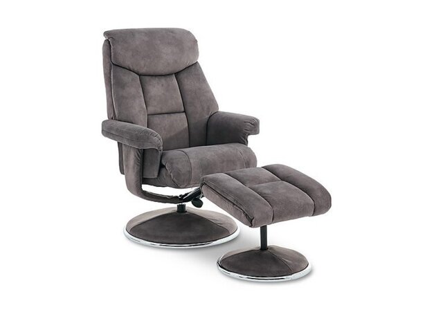 Bruges Fabric Swivel Chair and Footstool - Carbon Grey