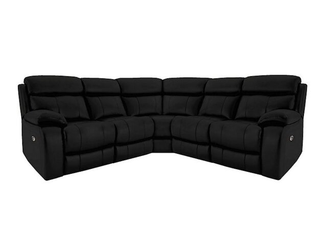 World of Leather - Moreno BV Leather Power Recliner Corner Sofa - Classic Black