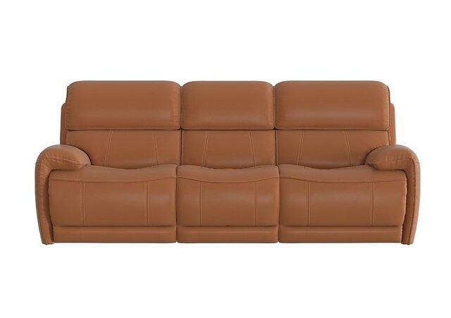 World of Leather - Link 3 Seater NC Leather Power Recliner Sofa with Power Headrests - Pecan Brown