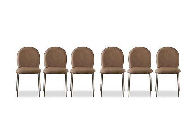 Connubia - Riley Set of 6 Mid Lava Metal Leg Dining Chairs - Tobacco