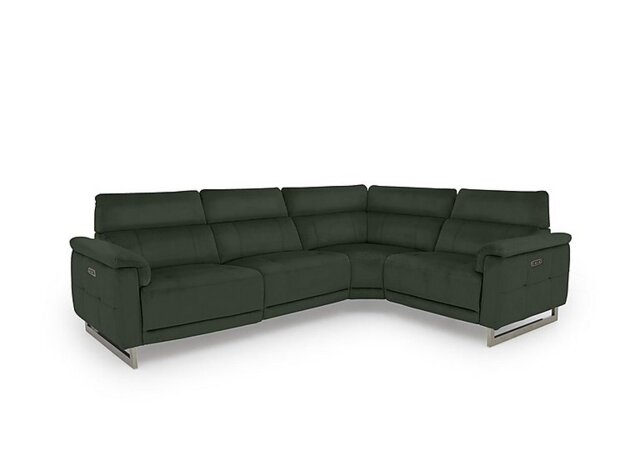 Moet Leather Power Recliner Right Hand Facing Corner Sofa with Telescopic Headrests - Oslo Pine