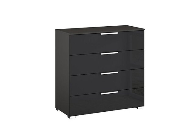 Rauch - Formes Glass 4 Drawer Wide Chest - Graphite/Basalt Front