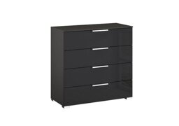 Rauch - Formes Glass 4 Drawer Wide Chest - Graphite/Basalt Front
