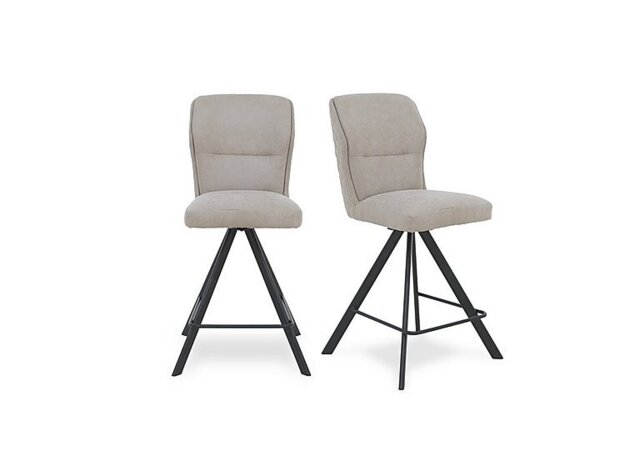 Terra Pair of Fabric Swivel Bar Stools - Taupe