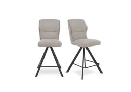 Terra Pair of Fabric Swivel Bar Stools - Taupe